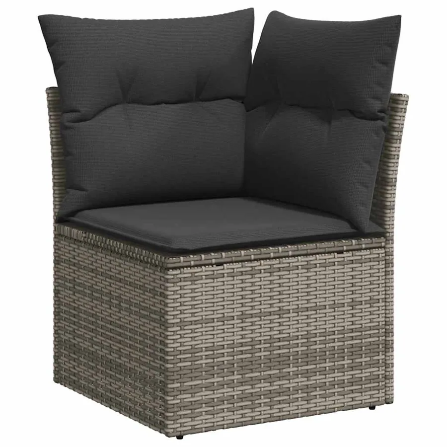 Salon de jardin 9 pcs avec coussins gris résine tressée - 4