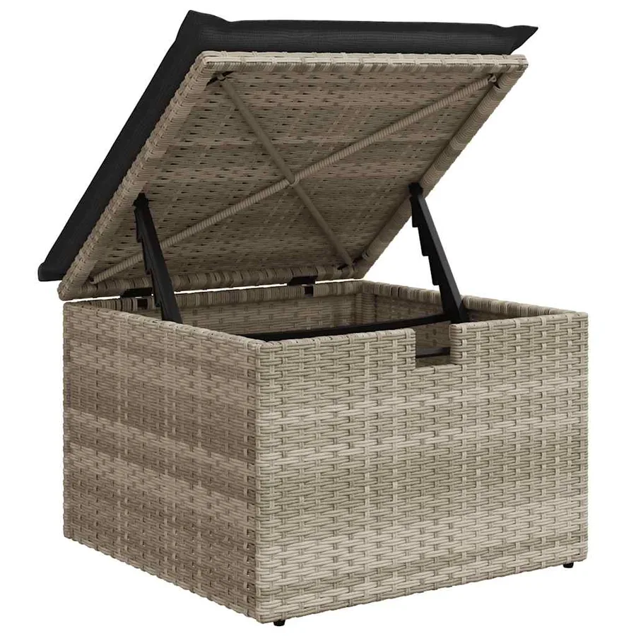 Salon de jardin 6 pcs avec coussins gris clair résine tressée - 10