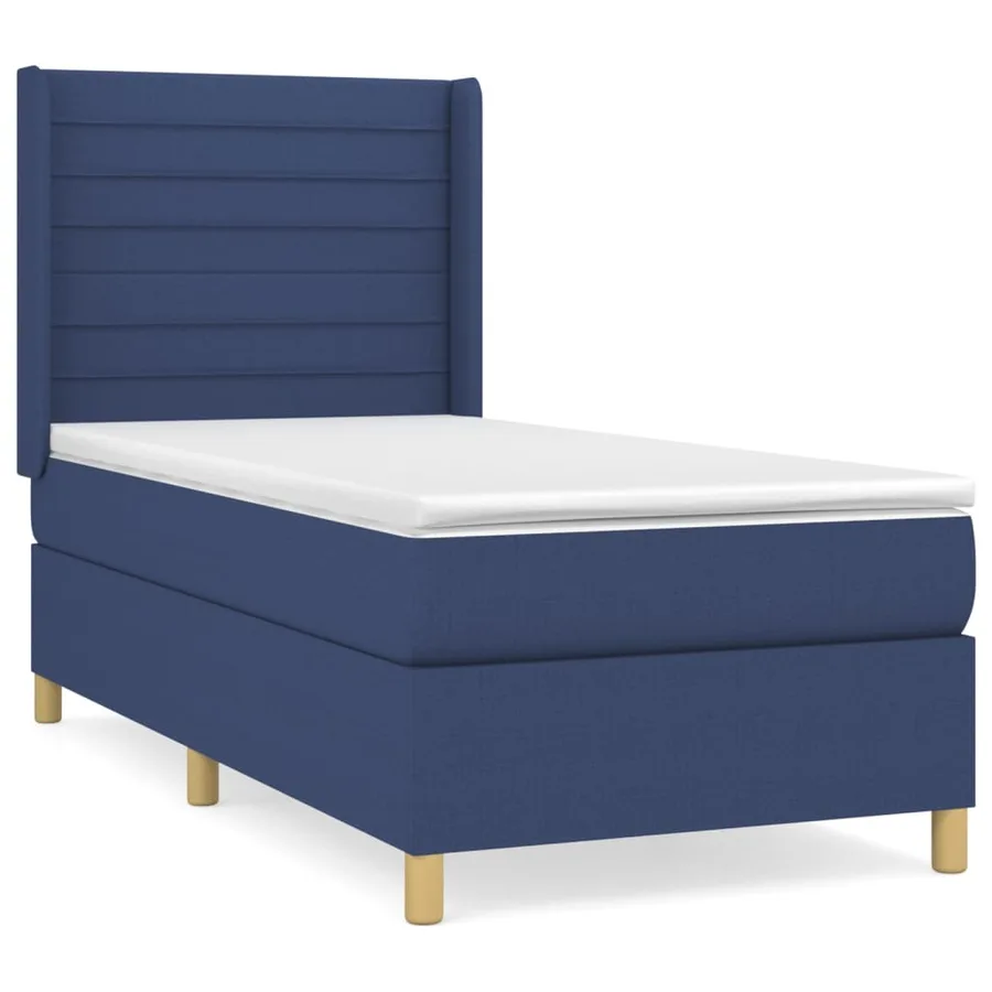 Sommier à lattes de lit avec matelas Bleu 90x190 cm Tissu - 2