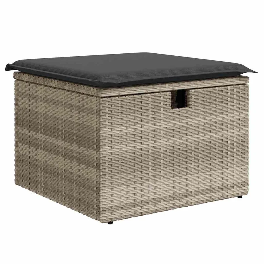 Salon de jardin 6 pcs avec coussins gris clair résine tressée - 5