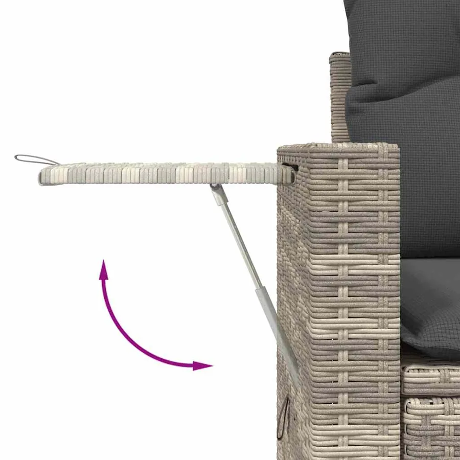 Salon de jardin 5 pcs avec coussins gris clair résine tressée - 11