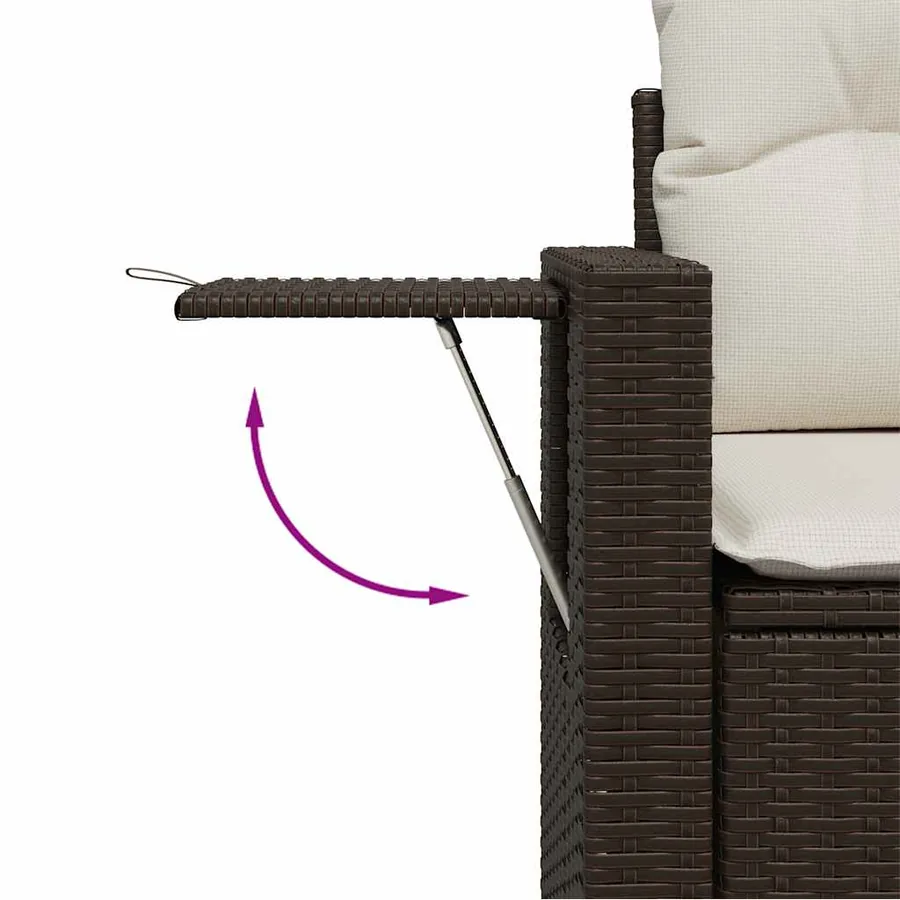 Salon de jardin avec coussins 9 pcs marron résine tressée - 13