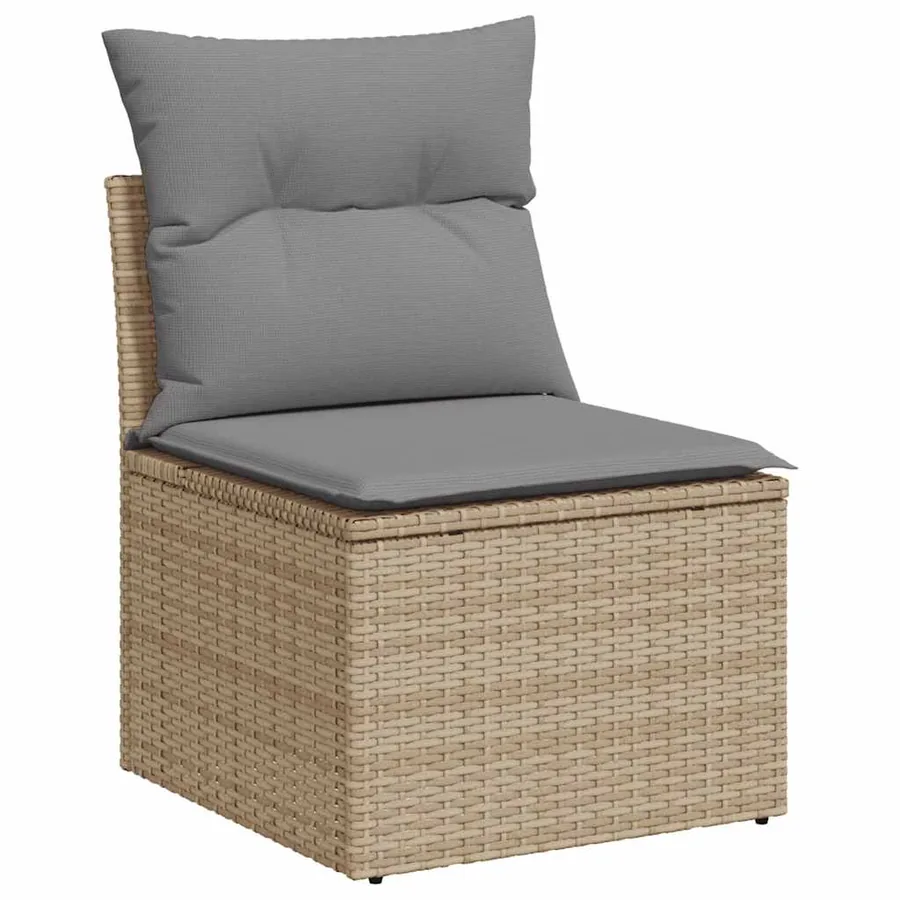 Salon de jardin avec coussins 7 pcs beige résine tressée - 4