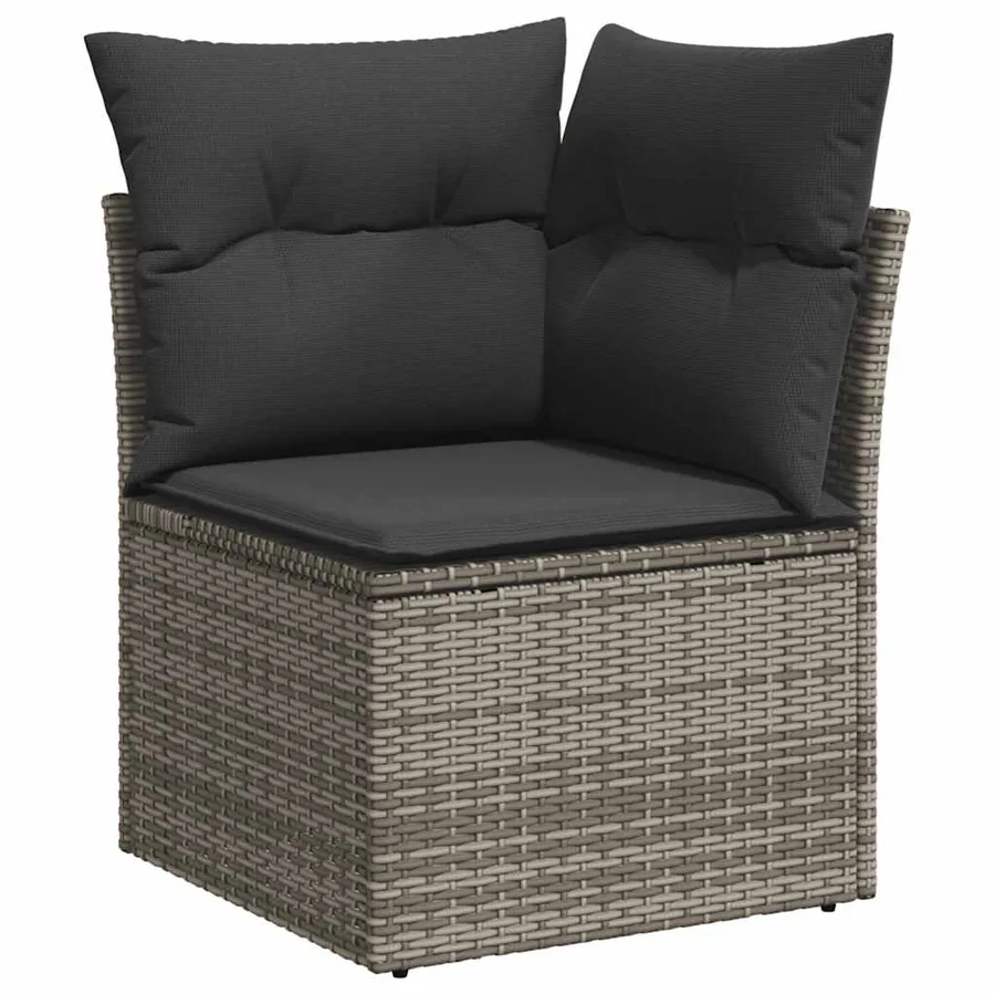 Salon de jardin 8 pcs avec coussins gris résine tressée - 5