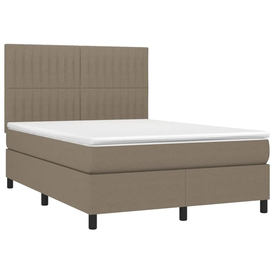 Sommier à lattes de lit et matelas et LED Taupe 140x200cm Tissu - 3