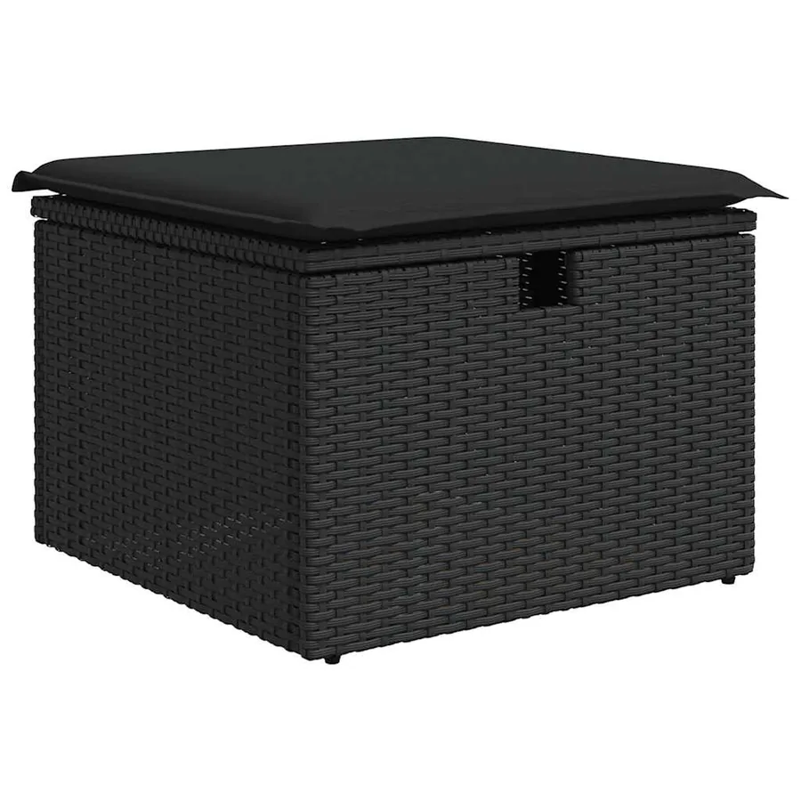 Salon de jardin 4 pcs avec coussins noir résine tressée - 5