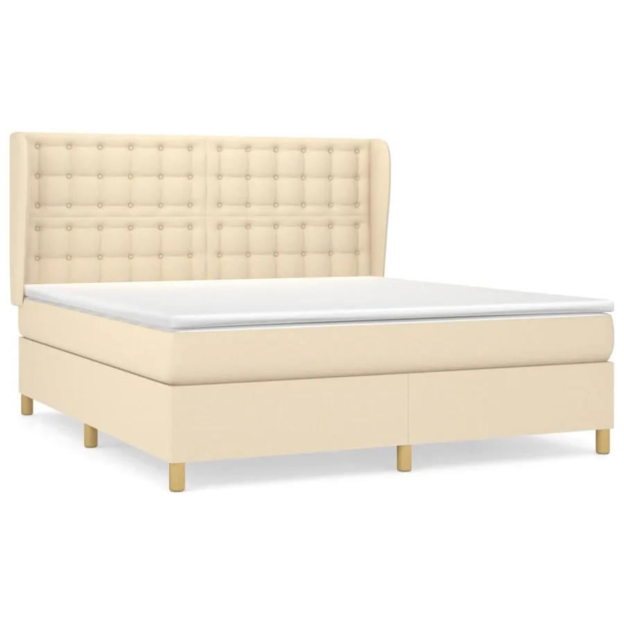 Sommier à lattes de lit avec matelas Crème 160x200 cm Tissu - 2