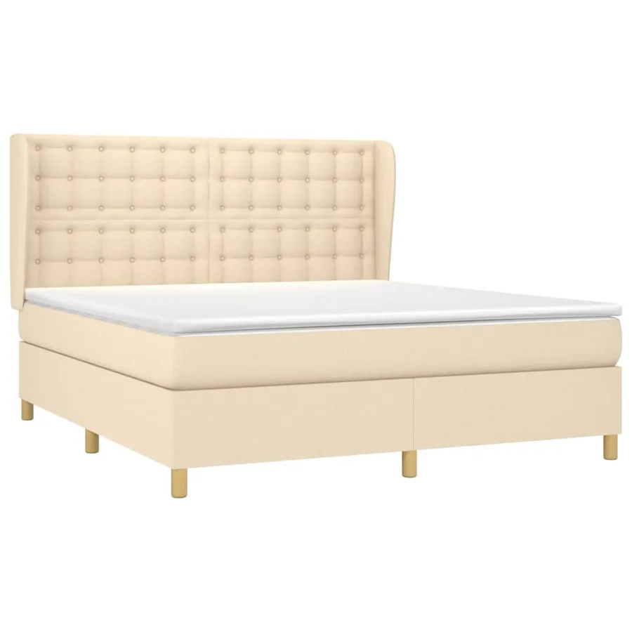 Sommier à lattes de lit avec matelas Crème 160x200 cm Tissu - 3