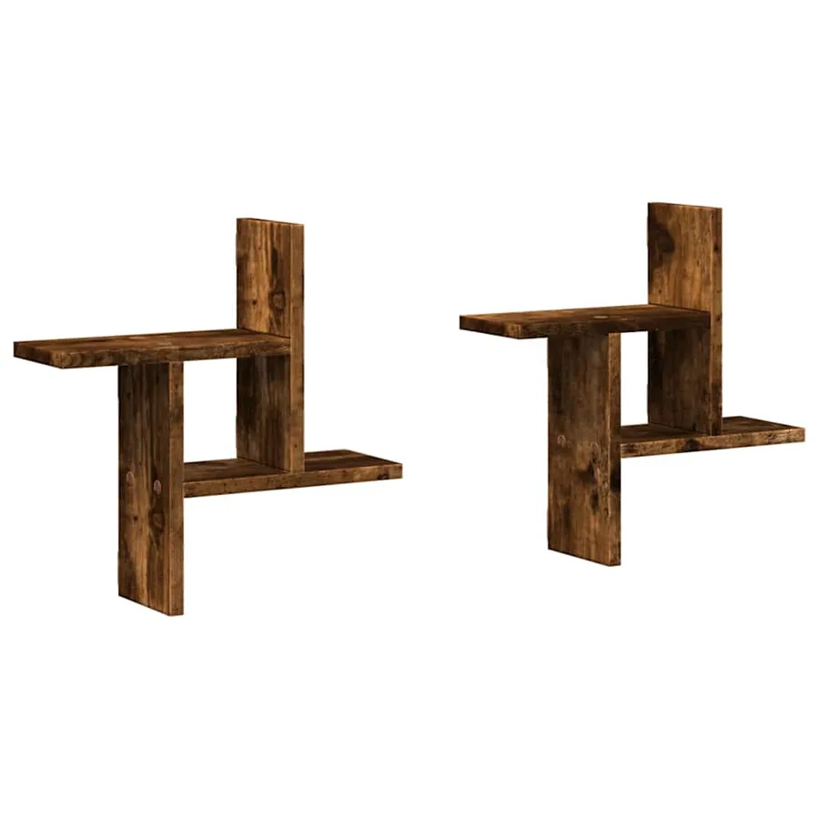 Étagères murales 2 pcs chêne fumé 38x12x38 cm bois d'ingénierie - 2