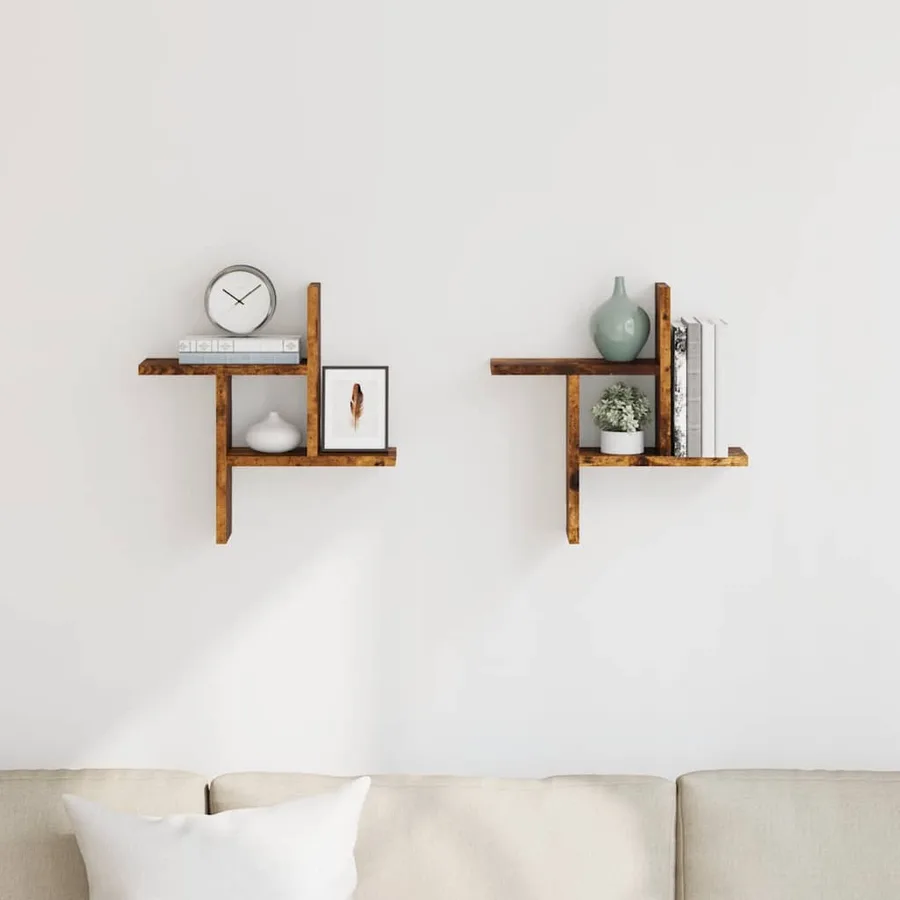 Étagères murales 2 pcs chêne fumé 38x12x38 cm bois d'ingénierie - 3