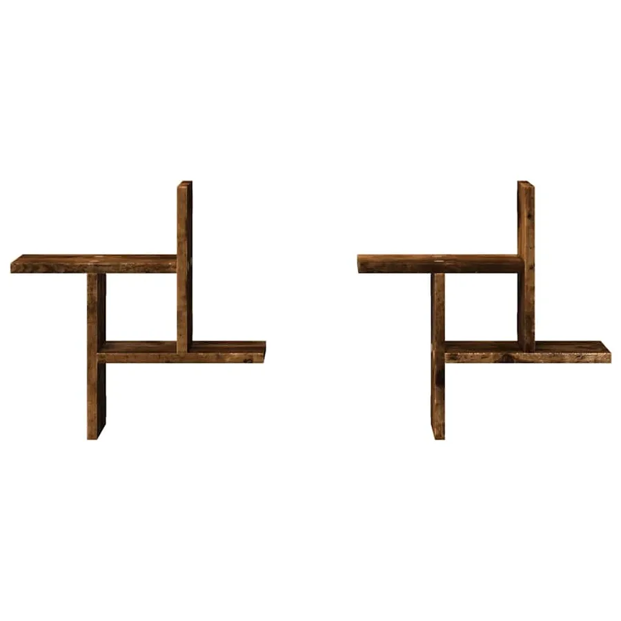 Étagères murales 2 pcs chêne fumé 38x12x38 cm bois d'ingénierie - 5