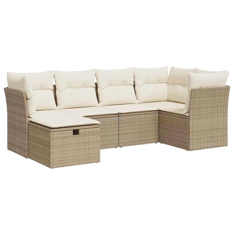 Salon de jardin avec coussins 6 pcs beige résine tressée - 2