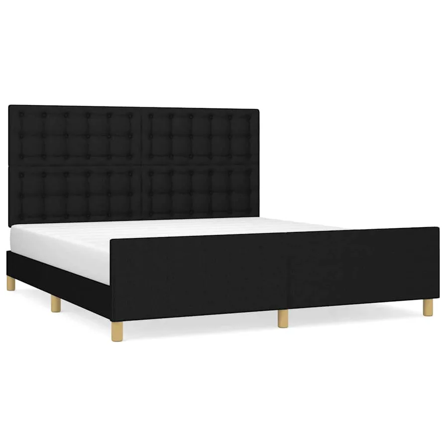 Cadre de lit sans matelas noir 160x200 cm tissu - 2