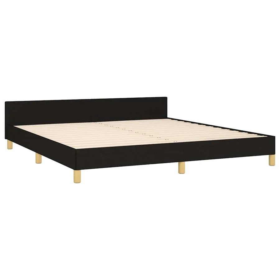 Cadre de lit sans matelas noir 160x200 cm tissu - 5