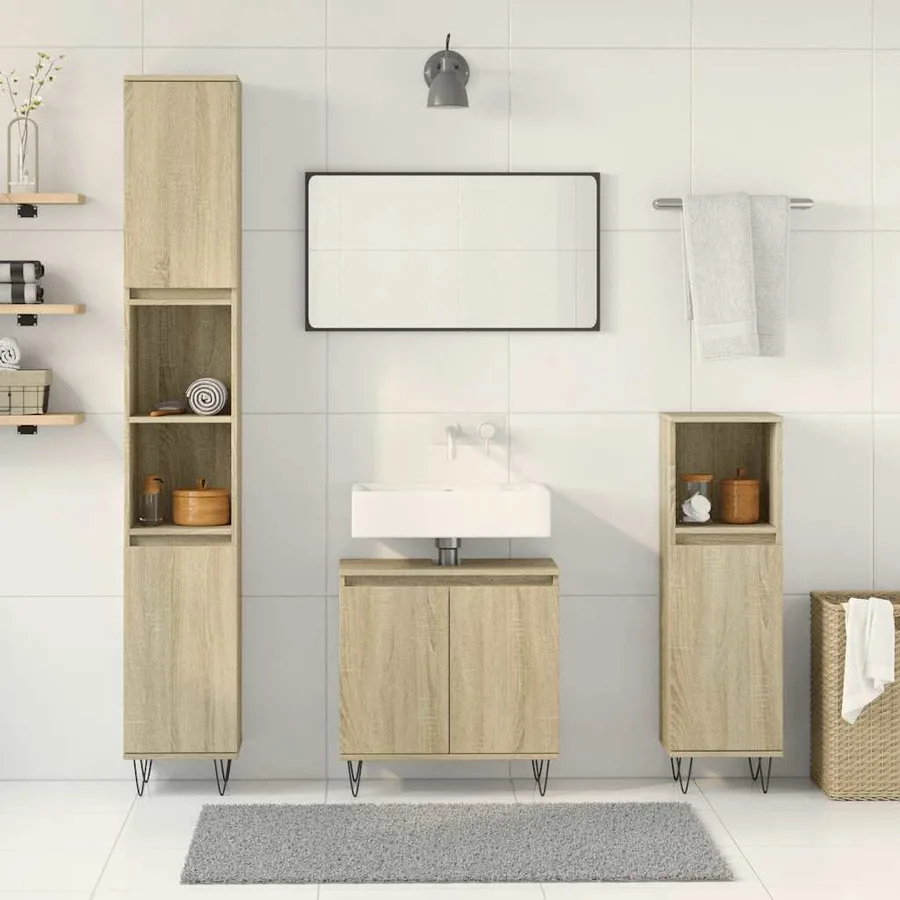 Ensemble de meubles de salle de bain 3 pcs chêne sonoma - 3