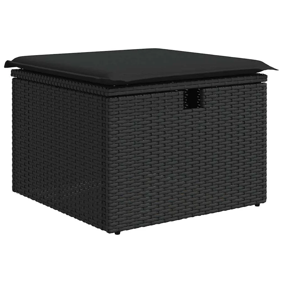 Salon de jardin 8 pcs avec coussins noir résine tressée - 6
