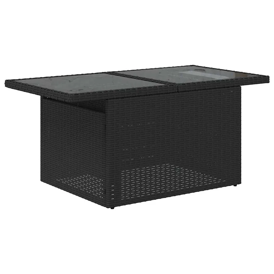 Salon de jardin 5 pcs avec coussins noir résine tressée - 6