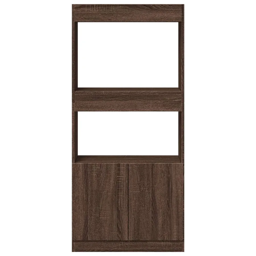 Buffet haut chêne marron 63x33x140 cm bois d'ingénierie - 5