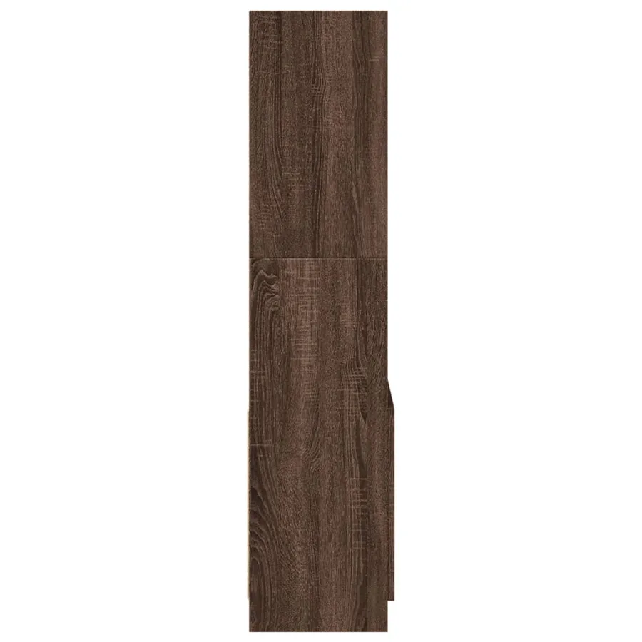 Buffet haut chêne marron 63x33x140 cm bois d'ingénierie - 6