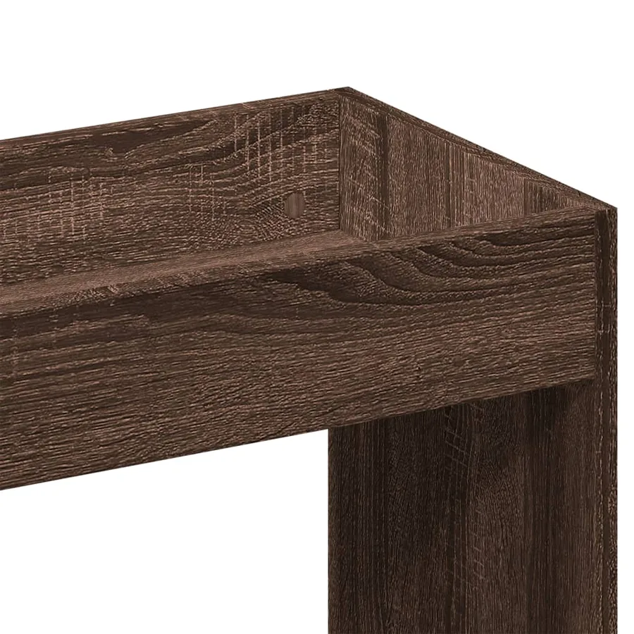 Buffet haut chêne marron 63x33x140 cm bois d'ingénierie - 9
