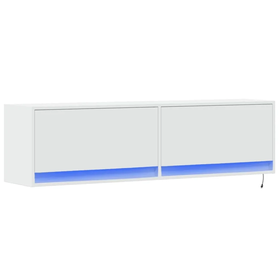Meuble TV mural avec lumières LED blanc 140x31x38 cm - 3