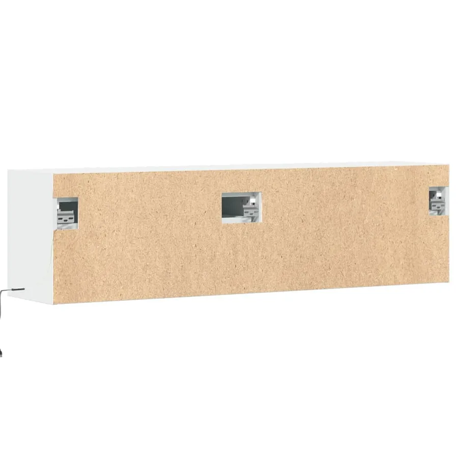 Meuble TV mural avec lumières LED blanc 140x31x38 cm - 8