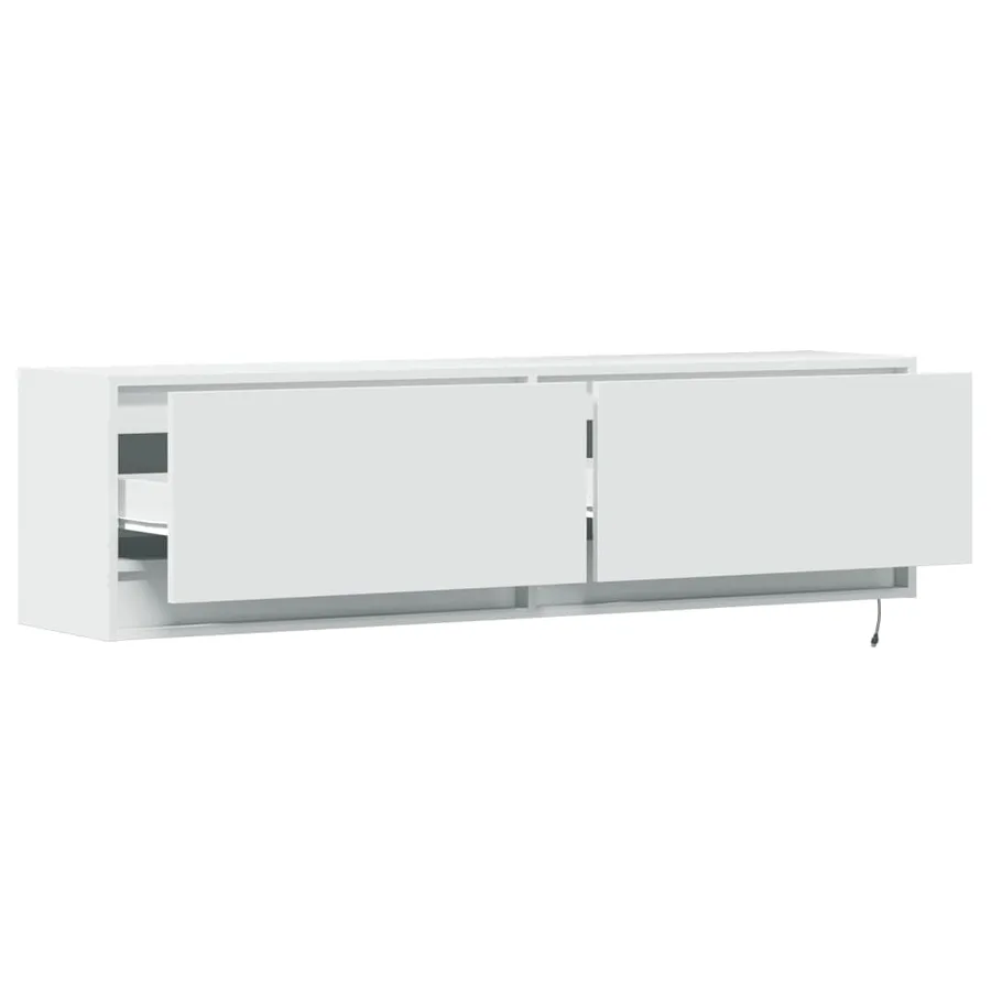 Meuble TV mural avec lumières LED blanc 140x31x38 cm - 9