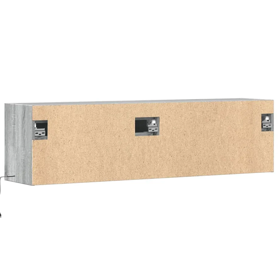 Meuble TV mural avec lumières LED sonoma gris 140x31x38 cm - 8