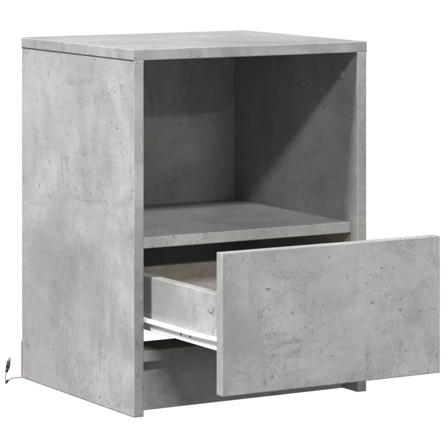 Armoires de chevet et lumières LED 2 pcs gris béton - 12