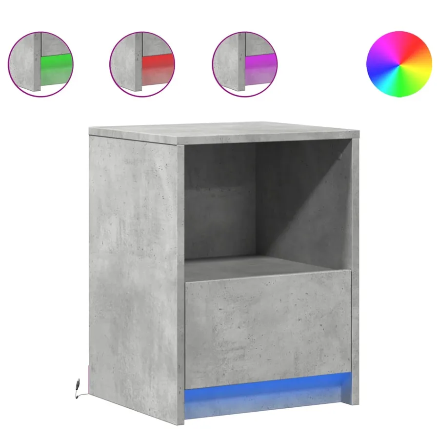Armoires de chevet et lumières LED 2 pcs gris béton - 2