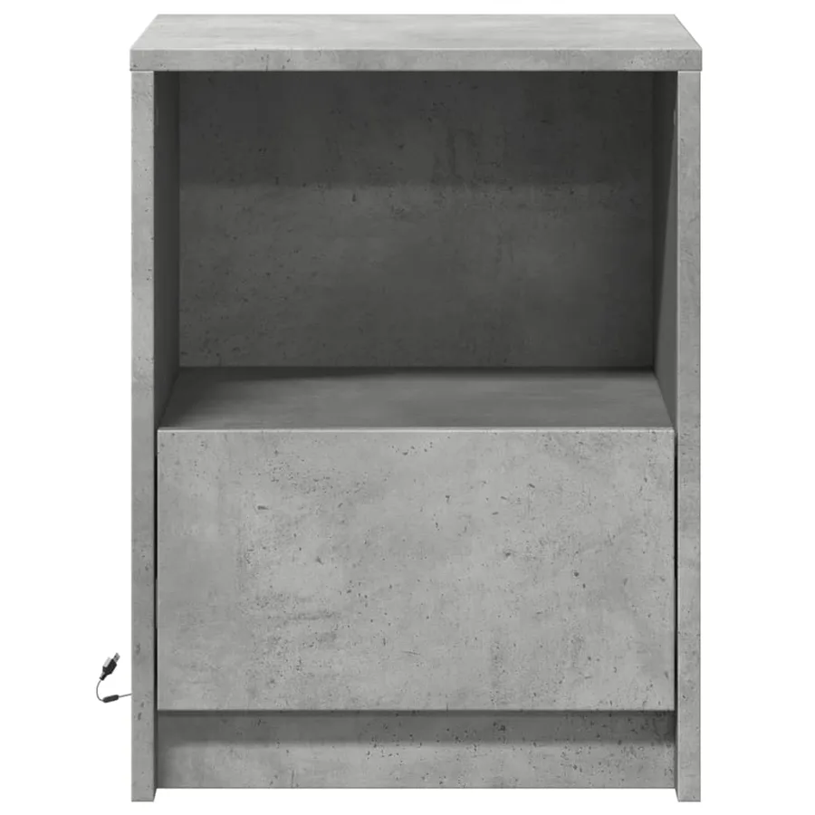 Armoires de chevet et lumières LED 2 pcs gris béton - 6