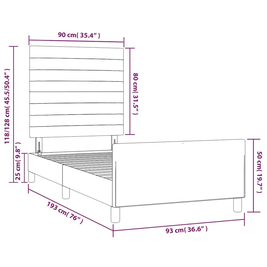 Cadre de lit sans matelas vert foncé 90x190 cm velours - 12