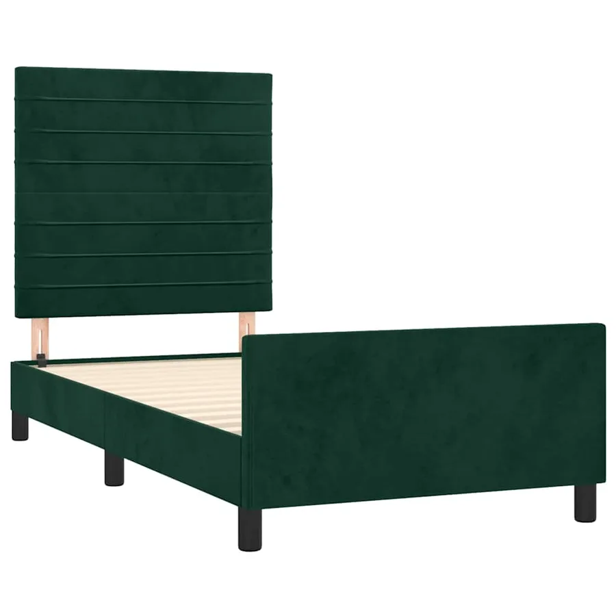 Cadre de lit sans matelas vert foncé 90x190 cm velours - 4