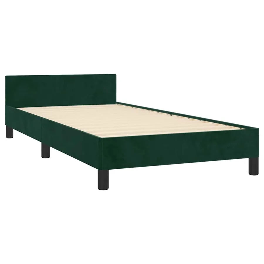 Cadre de lit sans matelas vert foncé 90x190 cm velours - 5