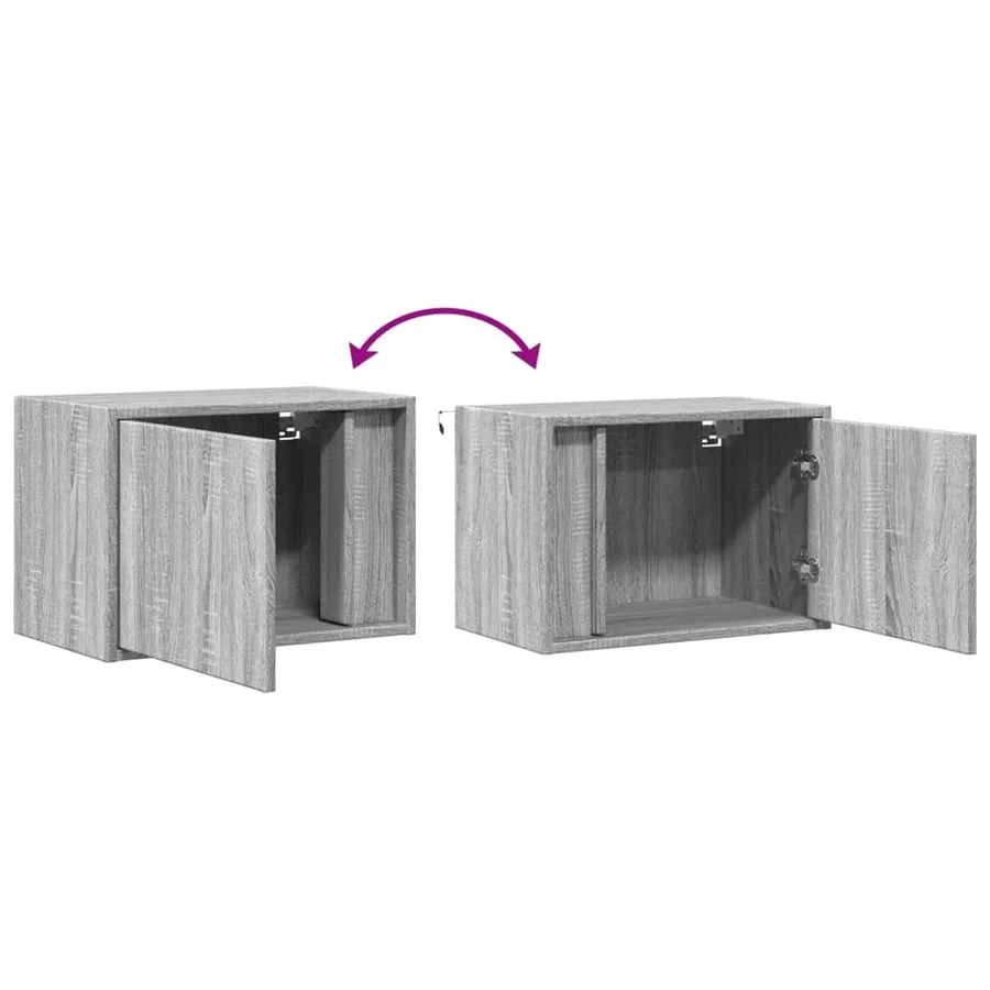 Tables de chevet murales avec lumières LED 2 pcs sonoma gris - 10