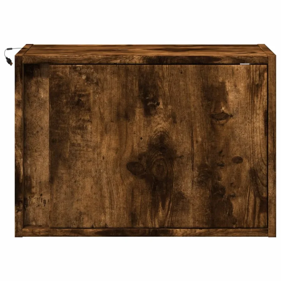 Tables de chevet murales avec lumières LED 2 pcs chêne fumé - 6