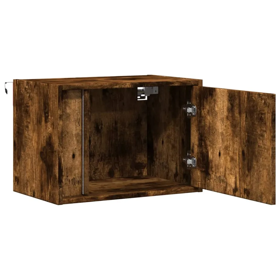 Tables de chevet murales avec lumières LED 2 pcs chêne fumé - 7