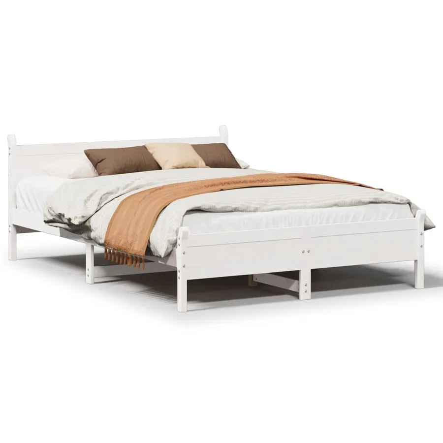 Cadre de lit sans matelas blanc 160x200 cm bois de pin massif - 2