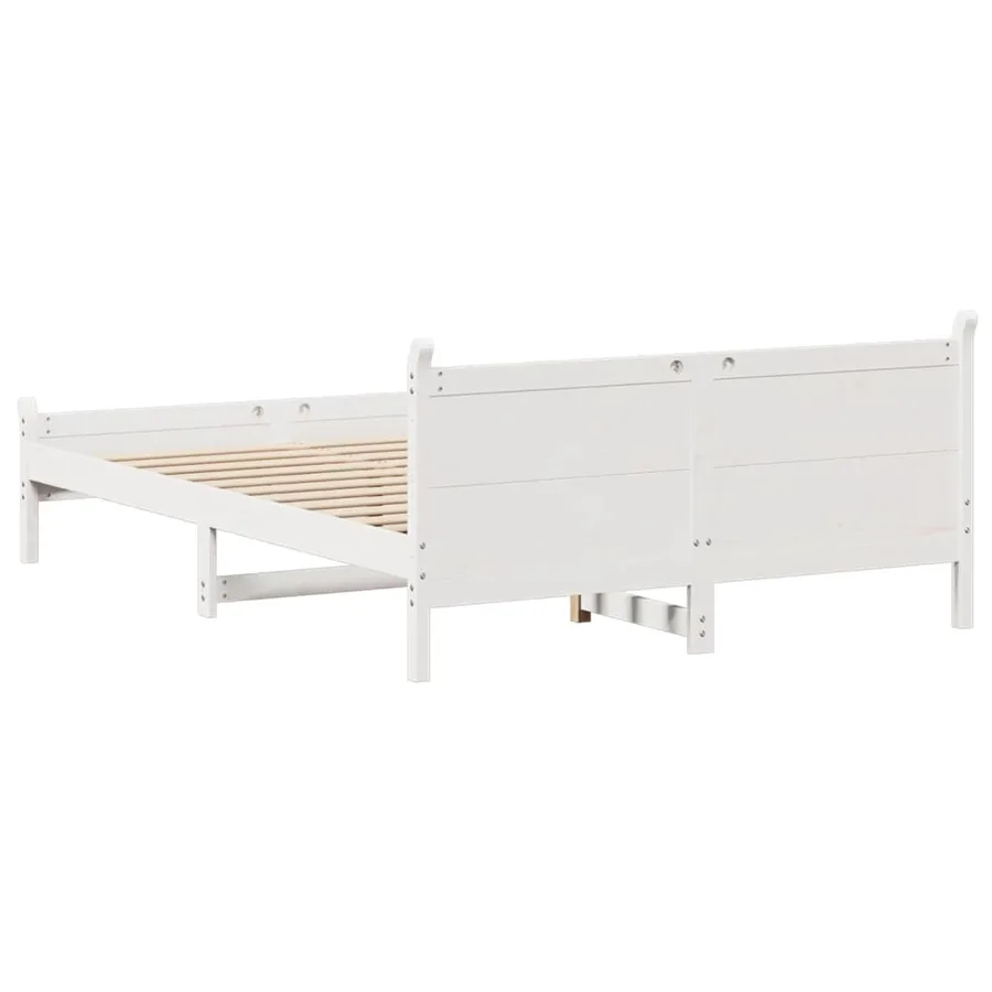 Cadre de lit sans matelas blanc 160x200 cm bois de pin massif - 6