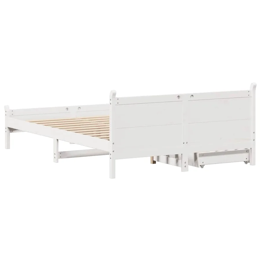 Cadre de lit sans matelas blanc 120x200 cm bois de pin massif - 8