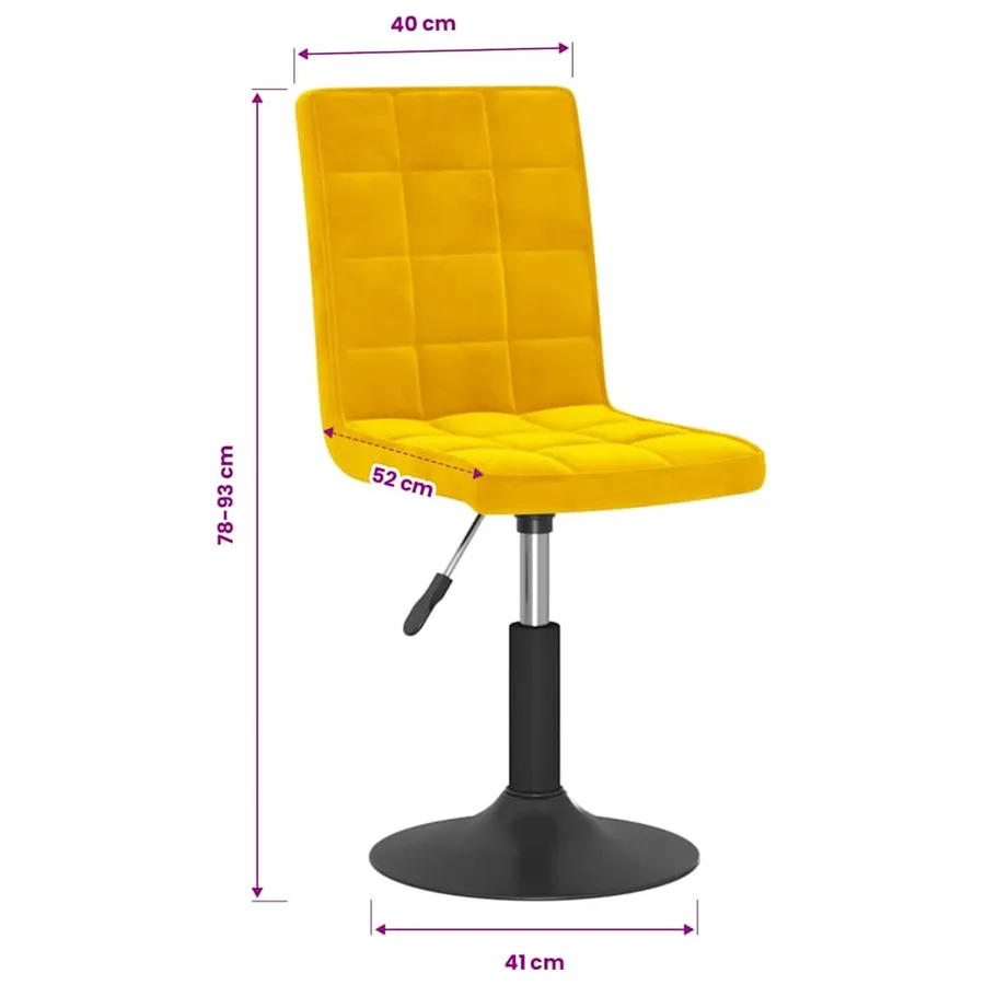 Chaises à manger pivotantes lot de 6 jaune moutarde velours - 10