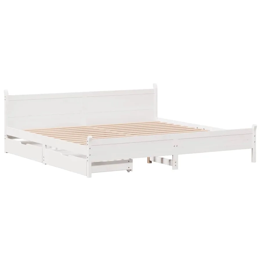 Cadre de lit sans matelas blanc 180x200 cm bois massif de pin - 3
