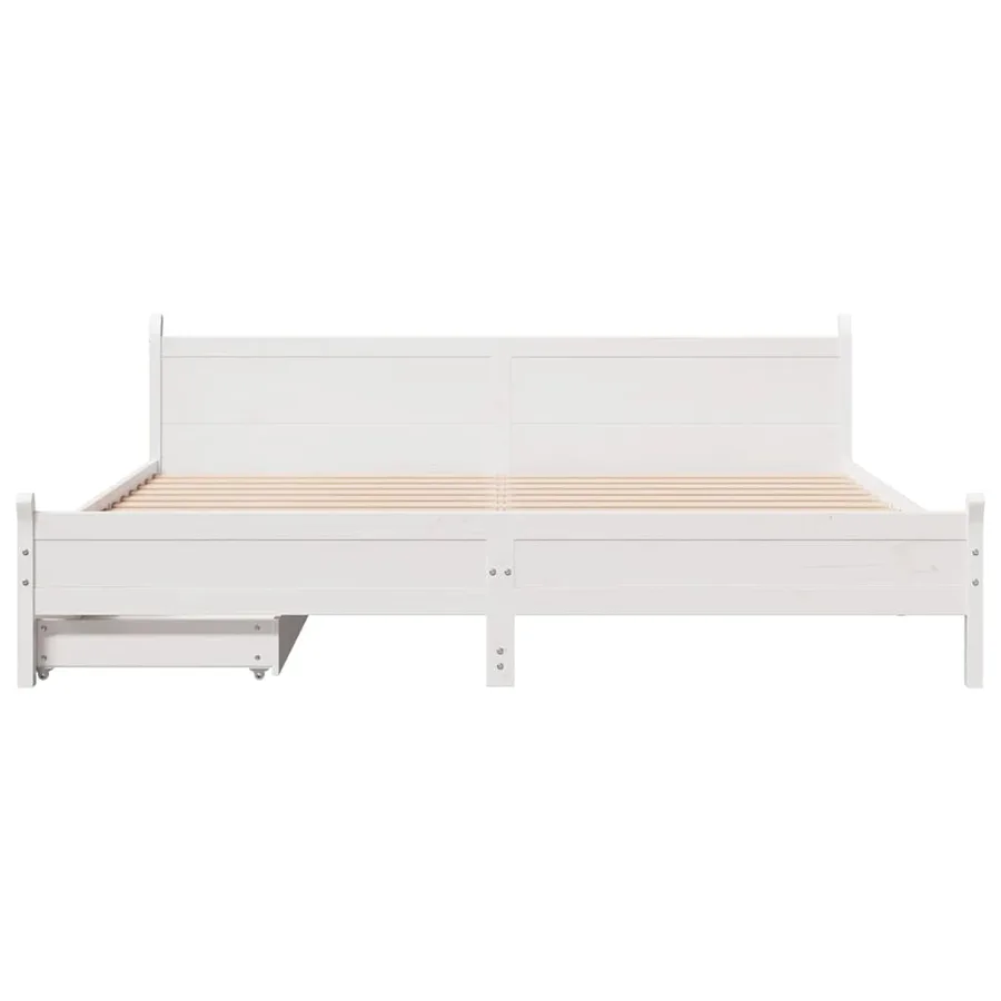 Cadre de lit sans matelas blanc 180x200 cm bois massif de pin - 4