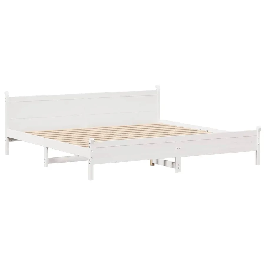 Cadre de lit sans matelas blanc 180x200 cm bois massif de pin - 5
