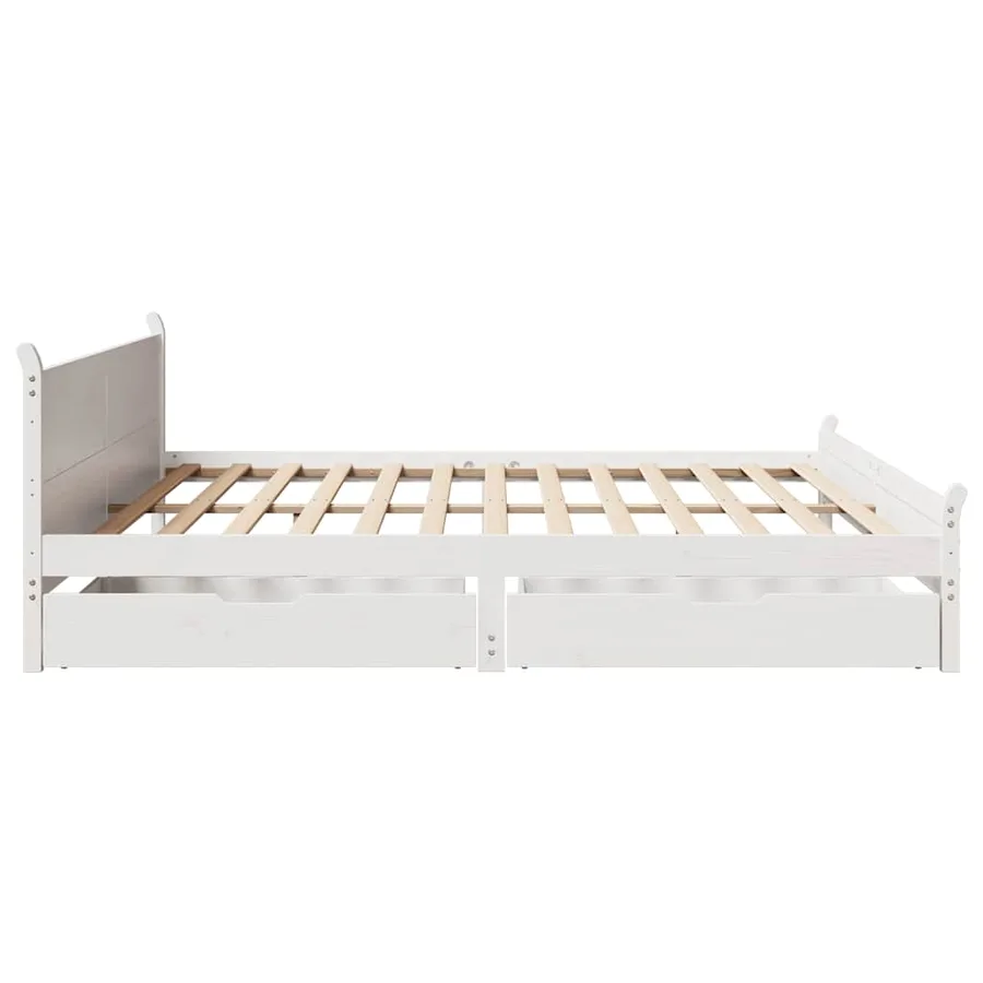 Cadre de lit sans matelas blanc 180x200 cm bois massif de pin - 7