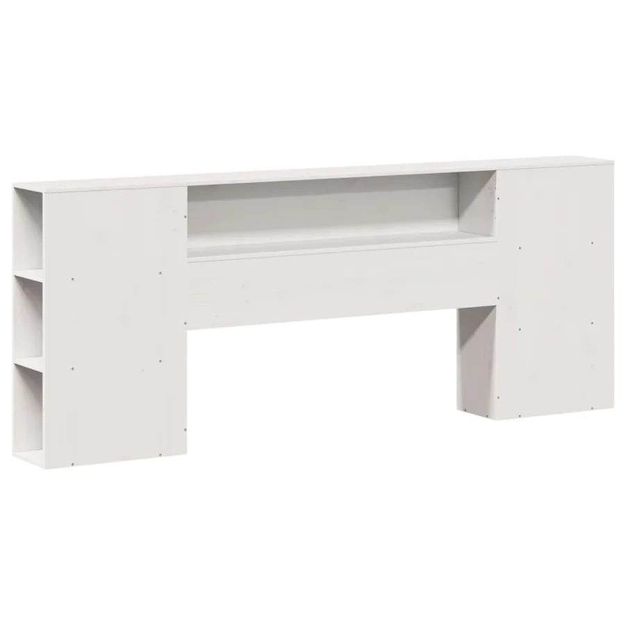Lit bibliothèque sans matelas blanc 200x200 cm bois pin massif - 5