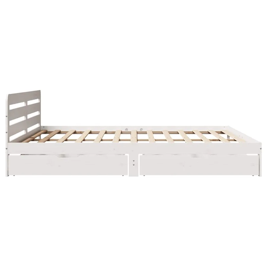 Cadre de lit sans matelas blanc 200x200 cm bois massif de pin - 7