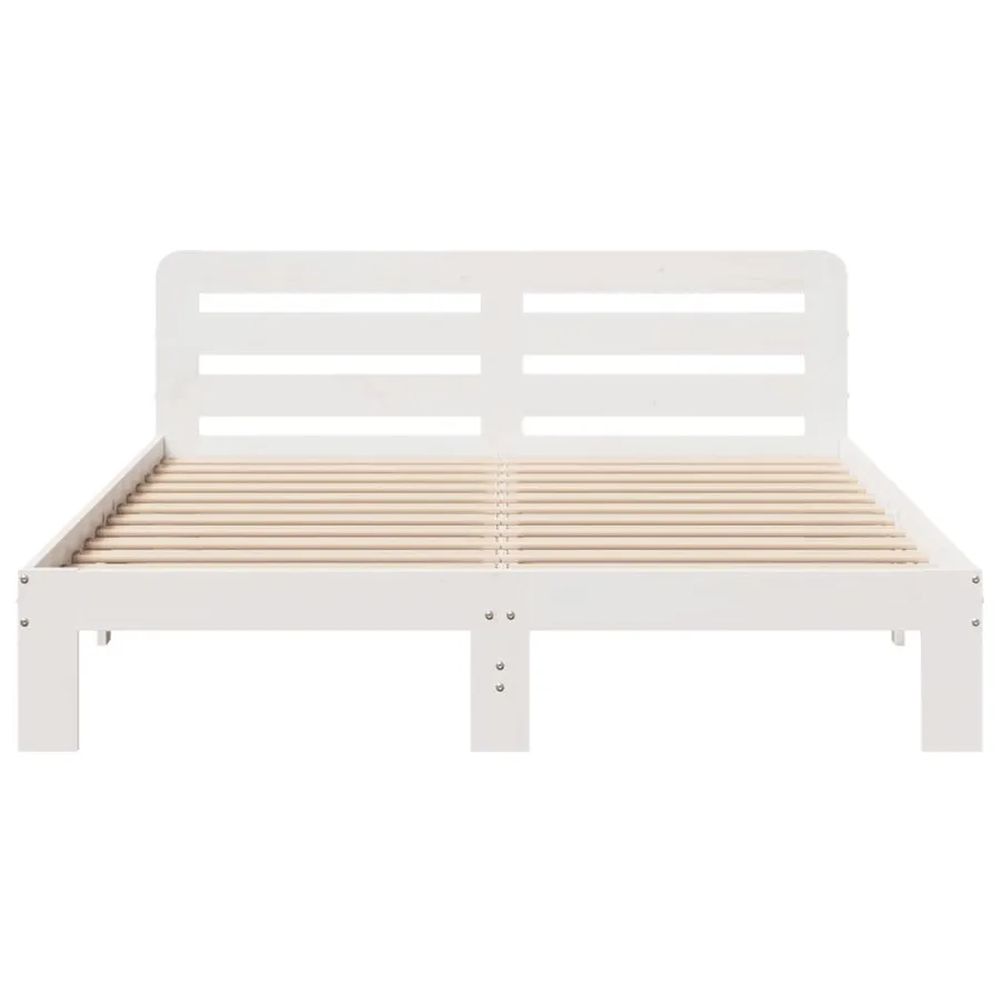 Cadre de lit sans matelas blanc 140x200 cm bois de pin massif - 4