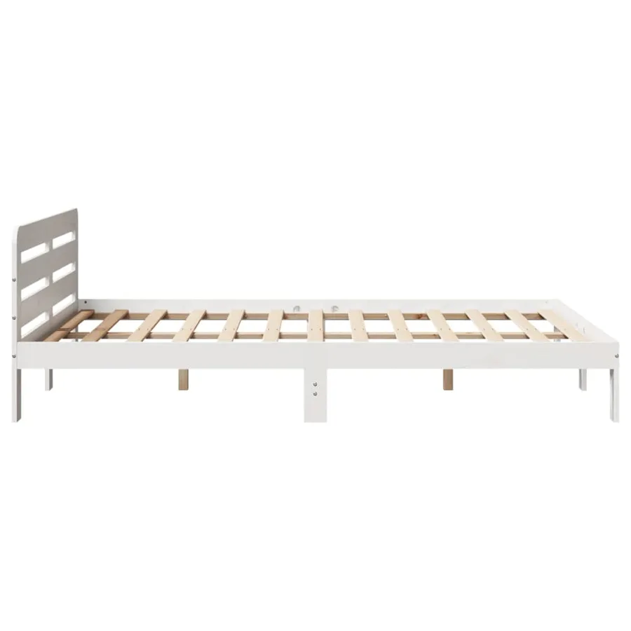 Cadre de lit sans matelas blanc 140x200 cm bois de pin massif - 5
