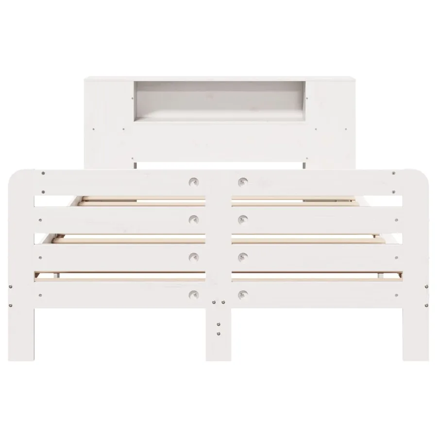 Cadre de lit sans matelas blanc 160x200 cm bois de pin massif - 4